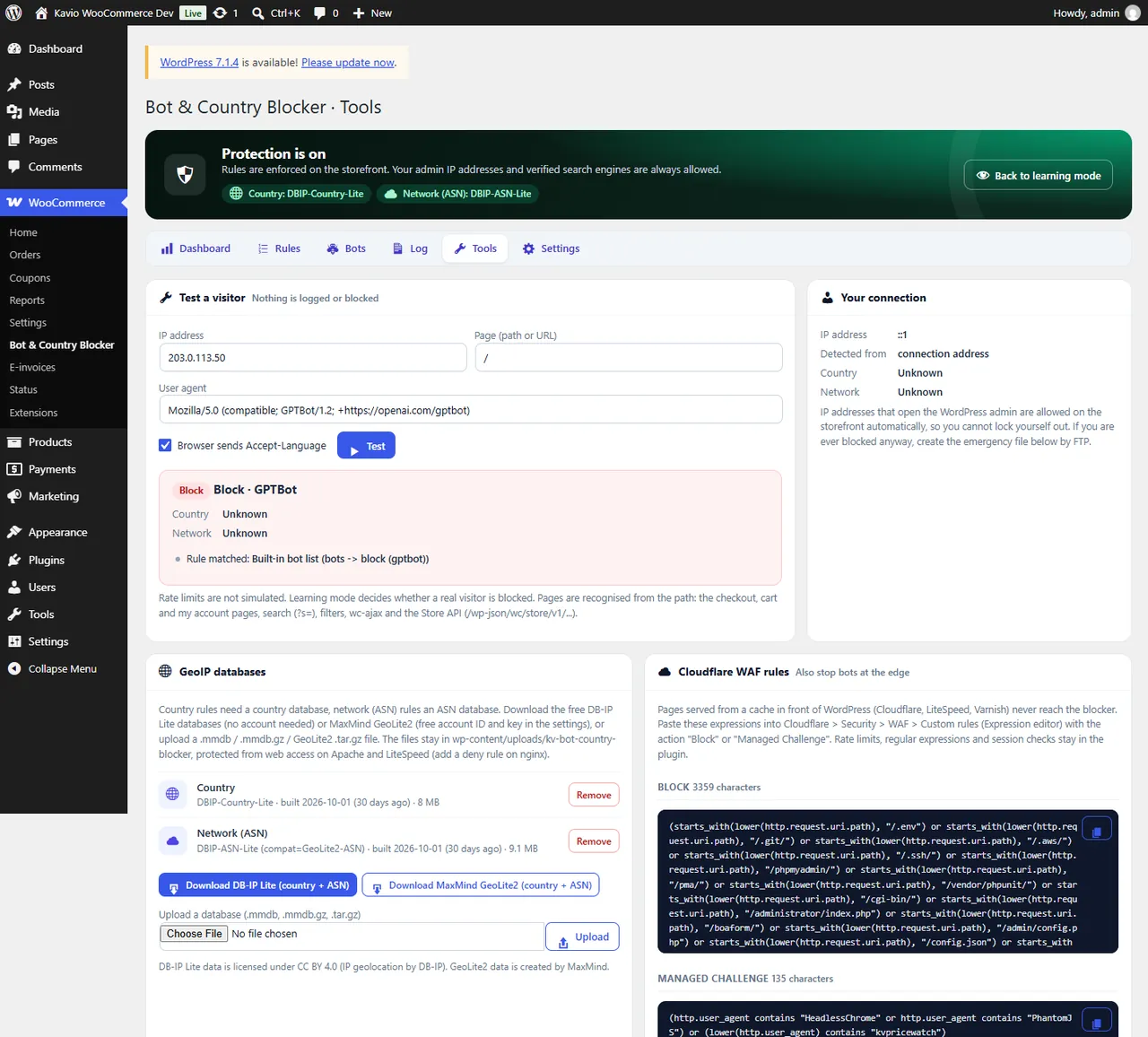 Tester, GeoIP databases and Cloudflare export