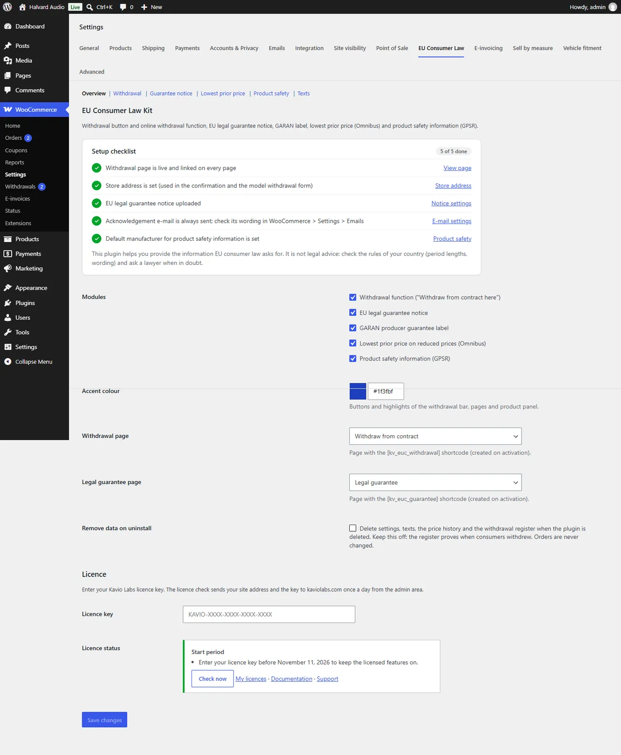 Setup checklist