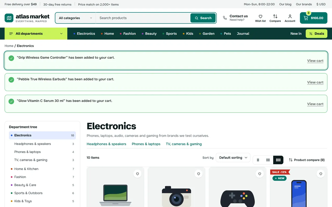 Category page with the department tree and an offer tile