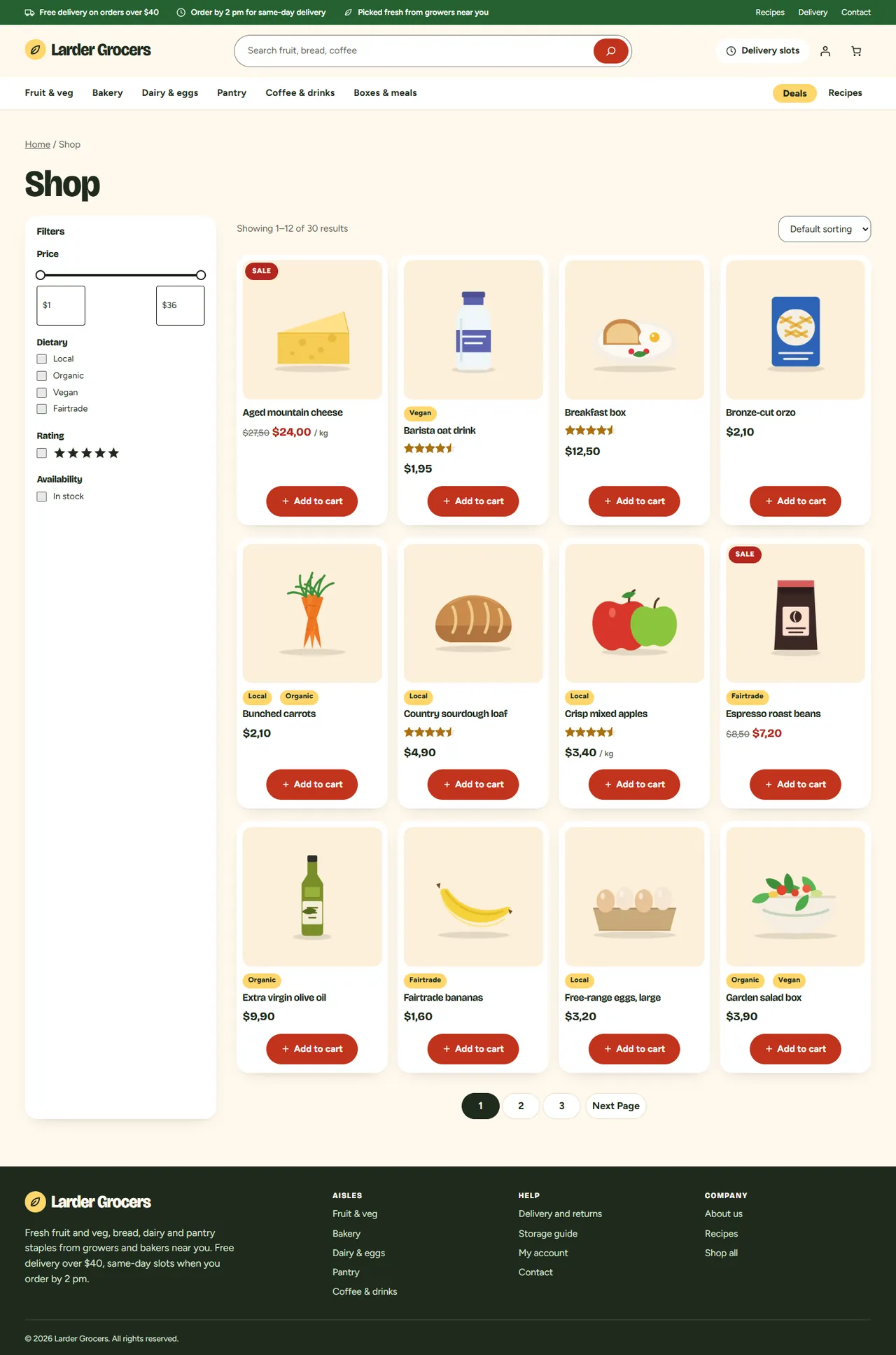 Shop page