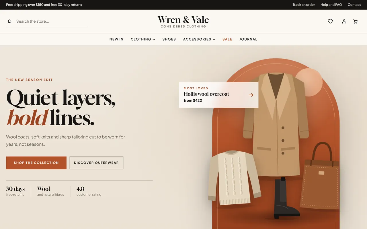Fashion store, home page